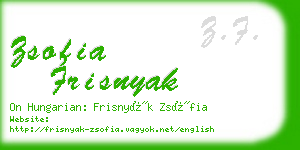 zsofia frisnyak business card